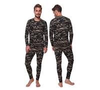 Ultra Dry Mens Thermal Underwear Set Base Layer Soft Lining Fleece Warm Long Sleeve Top Vest Leggings Pants, Long John Thermals for Men Camouflage XL
