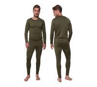 Ultra Dry Thermal Underwear for Men Long John Set for Cold Weather Mens 2 pc Long Sleeve Top and Pants Fleece Lined Base Layer Thermals, Green, S