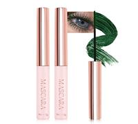 Ultra-Fine Mascara for Short Eyelashes, 2 Pieces, Waterproof Mascara, Green Long Eyelashes, Durable, Non-Clumping, Highly Pigmented, Colourful Mascara, Lengthening and Voluminous, Makeup for Cosplay