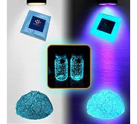 Ultra Fluorescent Powder additive Pigment - UV Luminescent - Glows in The Dark - for epoxy resins - for Artistic Creations and DIY 20g (Light Blue)