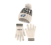 Ultra Game Adults NFL Official Super Soft Cable Knit Winter Beanie Knit Hat with Warm Touch Screen Gloves