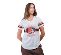 Ultra Game ICER Brands NFL Women's Jersey T-Shirt Mesh Varsity Stripe Tee Shirt, White