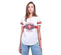Ultra Game ICER Brands NFL Women's Jersey T-Shirt Mesh Varsity Stripe Tee Shirt, White
