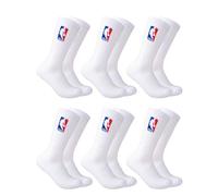 Ultra Game Men's Standard NBA Official Athletic Cushioned Secure Fit Crew Socks-6 Pack, White Red White Blue, One Size