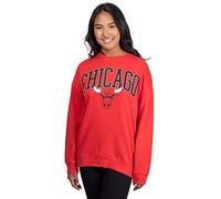 Ultra Game NBA Chicago Bulls Womens Extra Soft Fleece Distressed Oversized Pullover Sweatshirt, Team Color, Large