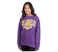 Ultra Game NBA Los Angeles Lakers Womens Extra Soft Fleece Distressed Oversized Pullover Sweatshirt, Team Color, Large