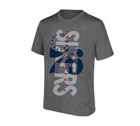 Ultra Game NBA Philadelphia 76ers Mens Upright Logo Short Sleeve Tee Shirt, Heather Charcoal, Medium
