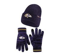 Ultra Game Official NFL Super Soft Heathered Knitted Beanie Hat with Extra Warm Touchscreen Gloves