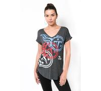 Ultra Game Women's Cap SLV W/Deep Vee NFL Modal Short Sleeve V-Neck Top T-Shirt, Heather Charcoal, Small