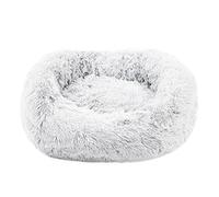 Ultra Grey Plush Donut Dog Bed Round Medium Calming Anti Anxiety Relief Dog Bed Washable with Anti Slip Bottom Suitable for Adults or Puppy Dogs Fluffy Comfy Doughnut Bed Pet Beds for Dogs or Cats