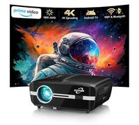 Ultra HD Daylight Projector 1800 ANSI Auto Focus,Smart 4K Daytime Projector Home Cinema with Android TV,WiFi 6 Bluetooth 5.2,HDR10,300″Display,HDMI USB WLAN for Outdoor Movie Night Gaming Bedroom