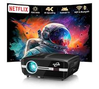 Ultra HD Daylight Projector 1800 ANSI,Smart 4K Daytime Projector Home Cinema,Android TV,WiFi 6 Bluetooth 5.2, HDR10+,38W DSP Speaker, 300″Display,HDMI USB WLAN for Outdoor Movie Night Gaming Bedroom