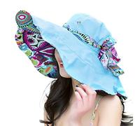Ultra Large Wide Brim Reversible Sun hat for Women Girls Foldable UV Protection Beach Hat Sweety Summer UPF 50+ Sun Shade Travel Flap Cover Cap Visor Cozy Breathable Sun Hats Sky-Blue