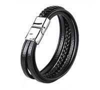 Ultra Leather Bracelets Genuine Leather Bracelets for Women and Men Multi-Layer Bracelet with Strong Magnet Clasp Rope Wristband Mens Braclettes Leather Cuff Wrap Double Braided Bracelet