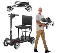 Ultra-Light 15.8Kg Electric Four-Wheel Folding Electric Vehicle for the Elderly,Dual Batteries,Comfortable and Foldable Design,For the Elderly, Disabled Black,6.6A*2