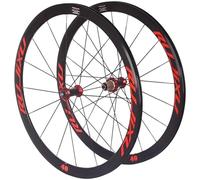 Ultra-Light Aluminum Alloy Road Bike Wheels Set ， 700C 40Mm Rim V Brake Clincher Wheelset Quick Release Straight Pull Carbon Hub Fit 8 9 10 11 Speed Cassette(Red)
