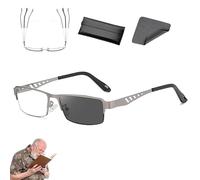 Ultra-Light Multi-Focal Photochromic Reading Glasses, Multi Focus Sports Color Changing Anti-Blue Presbyopia Glasses Men Women (Grey, 3.00/300x)