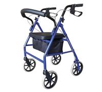 Ultra Lightweight Folding Mobility Aids - Mobility Walker Rollator 4 Wheel with Padded Seat, Lockable Brakes and Bag, Walking Frame for The Elderly or Disabled (Blue)