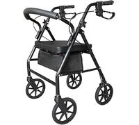 Ultra Lightweight Folding Mobility Aids - Mobility Walker Rollator 4 Wheel with Padded Seat, Lockable Brakes and Bag, Walking Frame for The Elderly or Disabled (Black)