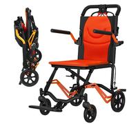 Ultra Lightweight Folding Transit Wheelchair for Adults, 100kg Capacity | Compact Travel Wheelchair with Flip-Up Armrests, Handbrakes & Swing-Away Footrests, Narrow 41cm Seat