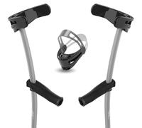 Ultra-Lightweight Forearm Crutches, Aerospace Aluminum (1 Pair/2 Units). Precise Handle and Cuff Adjustment Prevents tendonitis and Hand Pain (Grey, S (61-65 in))