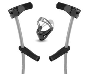 Ultra-Lightweight Forearm Crutches, Aerospace Aluminum (1 Pair/2 Units). Precise Handle and Cuff Adjustment Prevents tendonitis and Hand Pain (Grey, S (61-65 in))