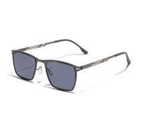Ultra Lightweight Polarized Square Sunglasses for Men Women | Ultra-thin Stainless Steel Metal Frame Retro Rectangular Style Driving Fishing Golf Outdoor Shades Eyewear