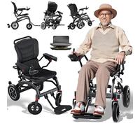 Ultra Lightweight Portable Foldable Electric Wheelchair for Adults Seniors, 500W Motor, All Terrain Motorized Wheelchair, Airline Approved, Adjustable Leg Height - Spray Sand Black/Orang (20AH)