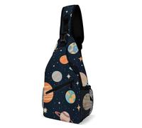 Ultra Lightweight Sling Bag Backpack Single Shoulder Messenger Bag Anti-Theft Multipurpose Bag for Outdoor Camping Hiking Cycling, Universe Galaxy Stars Planets Art Tote Bags