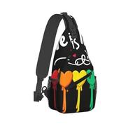 Ultra Lightweight Sling Shoulder Backpack Chest Pack Crossbody Bags Multipurpose Anti-Theft Bag for Work Picnic Hiking Camping Beach Trip, Lgbt Pride Rainbow Heart Love Is Love