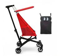 Ultra-Lightweight Travel Stroller, 2.8kg One-Click Fold & Open Compact Pushchair for Airplane, Portable Baby Stroller with Cartoon Pad for Kids 0-4 Years, 4 Colors red