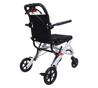 Ultra Lightweight Travel Wheelchair, Foldable Transit Chair for Adults Elderly, Portable Aluminium Mobility Aid, Compact Attendant Propelled Buggy with Brakes, All Terrain, 6.2kg, 81kg Capacity