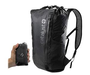 Ultra Lightweight Waterproof Backpack Foldable 10 000mm ULTRA Resistant fabric by Catalyst, Tactical Military Gear for Exotic Places, Fishing, Beach, Hiking, Dry Bag Black Backpack Daypack Packable
