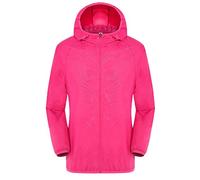 Ultra-Lite Waterproof Jacket, Portable Zip-Up Hooded Raincoat Outdoor Long-Sleeved Sun Protection Windbreaker High-Visibility Single-Rider Cycling Raincoat for Camping, Running, Hiking (A1-4, XL)