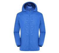 Ultra-Lite Waterproof Jacket, Portable Zip-Up Hooded Raincoat Outdoor Long-Sleeved Sun Protection Windbreaker High-Visibility Single-Rider Cycling Raincoat for Camping, Running, Hiking (A1-2, XL)