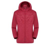 Ultra-Lite Waterproof Jacket, Portable Zip-Up Hooded Raincoat Outdoor Long-Sleeved Sun Protection Windbreaker High-Visibility Single-Rider Cycling Raincoat for Camping, Running, Hiking (A1-5, XL)