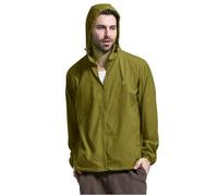 Ultra-Lite Waterproof Jacket, Portable Zip-Up Hooded Raincoat Outdoor Long-Sleeved Sun Protection Windbreaker High-Visibility Single-Rider Cycling Raincoat for Camping, Running, Hiking (B1-2, M)