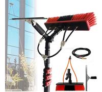 Ultra-Long Window Cleaning PoleTelescopic Scrub Brush Kit with Water Fed Pole - Ideal for Cleaning Solar Panels, Windows, and Roofs - 30ft Squeegee Tool for Efficient Washing and Maintenance