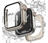 Ultra Look - Fullife 2 in 1 Compatible with Apple Watch Case Series 6 44mm Waterproof Screen Protector, Front & Back Protective Bumper Cover iWatch SE2/SE Series 6 5 4 for Men Women, (44mm Titanium)