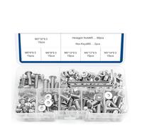 Ultra Low Profile Head Screw Set M2 M2.5 M3 M4 M5 Stainless Steel Hex Socket Flat Thin Wafer Head Screws With Nuts Kit (Size : M5 182pcs)