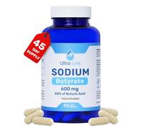 Ultra Lyte Sodium Butyrate 600mg per Serving - 80% Butyric Acid - 90 Vegan Capsules, 45 Servings - Advanced Microencapsulated Formula - Gut Comfort & Digestive Balance