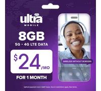 Ultra Mobile 8GB Prepaid SIM Kit, 1-Month Plan on the T-Mobile 5G Network