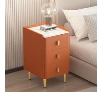 Ultra-Narrow Wooden Bedside Table - Small Storage Cabinet with Artificial Leather Rock Slab Top Bedroom 25-40cm Width 60cm Height Stylish Orange Finish