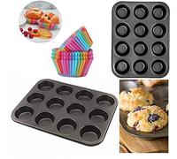Ultra Non Stick Baking SPRINGFORM Cake TINS & Pack 12 Rainbow Cupcake Cases -Cake Baking Tins, Baking Molds (12 Cup Muffin Tray)