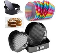 Ultra Non Stick Baking SPRINGFORM Cake TINS & Pack 12 Rainbow Cupcake Cases -Cake Baking Tins, Baking Molds (3 Mixed Tins)