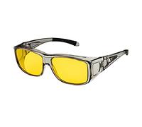 Ultra Polarized Night Driving Glasses - Anti-Glare Amber Lenses, Fit Over Prescription Glasses, UV400 Protection for Men & Women - Storm Grey