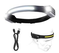 Ultra Powerful LED Head Torch Rechargeable, 1200LM Super Bright Battery Powered USB Headlamp with Motion Sensor, 5 Lighting Modes & 230° Wide Angle, IPX4 Waterproof for Camping/Running