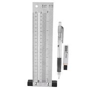 Ultra Precision Stainless Steel Metric Marking Ruler 200mm/8in Woodworking Scribing T Square Tool with 0.25mm Accuracy Mechanical Pencil and Lead Included