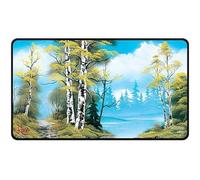Ultra PRO - Bob Ross Lakeside Path Black Stitched Playmat, Premium playmat, Stitched Edge playmat, Gaming Accessories, Lakeside Art, Tabletop Accessories, Gaming Setup
