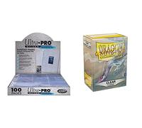 Ultra Pro Silver Series 9 Pocket Trading Card 100 Pages Box & Dragon Shield Standard Sleeves (Clear) ART10001